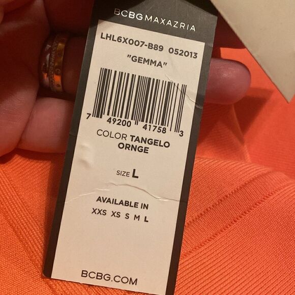 NWT BCBGMAXAZRIA Tangelo Orange Peach Bandage Bodycon T-Back Dress - Picture 6 of 11